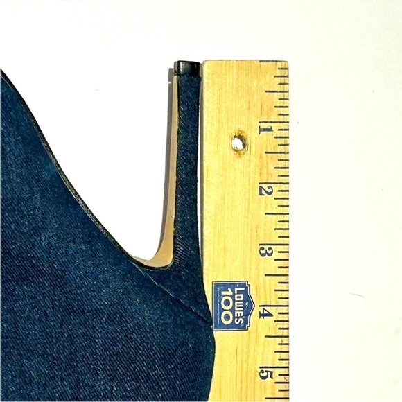 NEW Distressed Denim Pointed Knee High Heeled Zipper Boots Size 38, US 7 - Picture 12 of 15